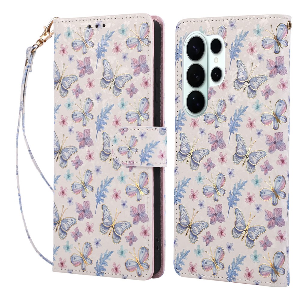  Samsung Galaxy S26 Ultra Fodral RFID Läder Fjärilar / Blommor