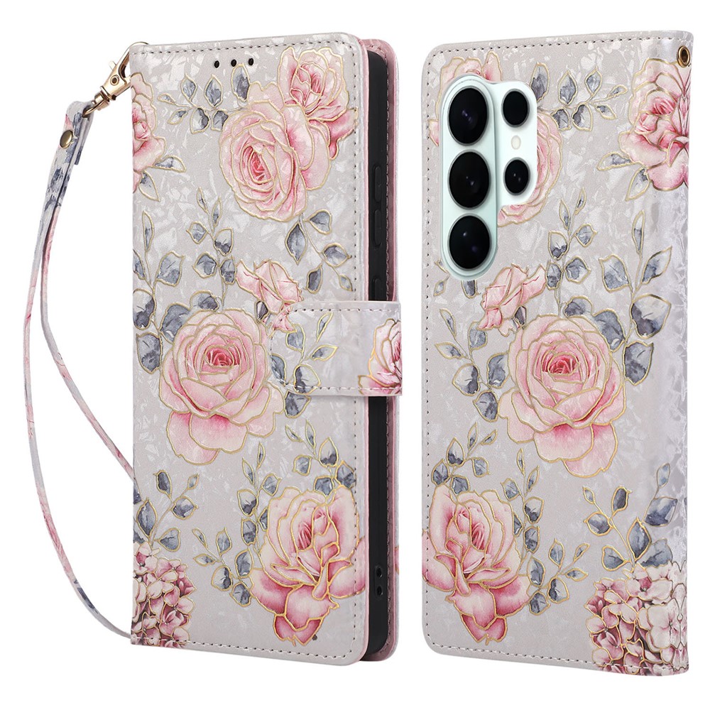  Samsung Galaxy S26 Ultra Fodral RFID Läder Rosa Blommor