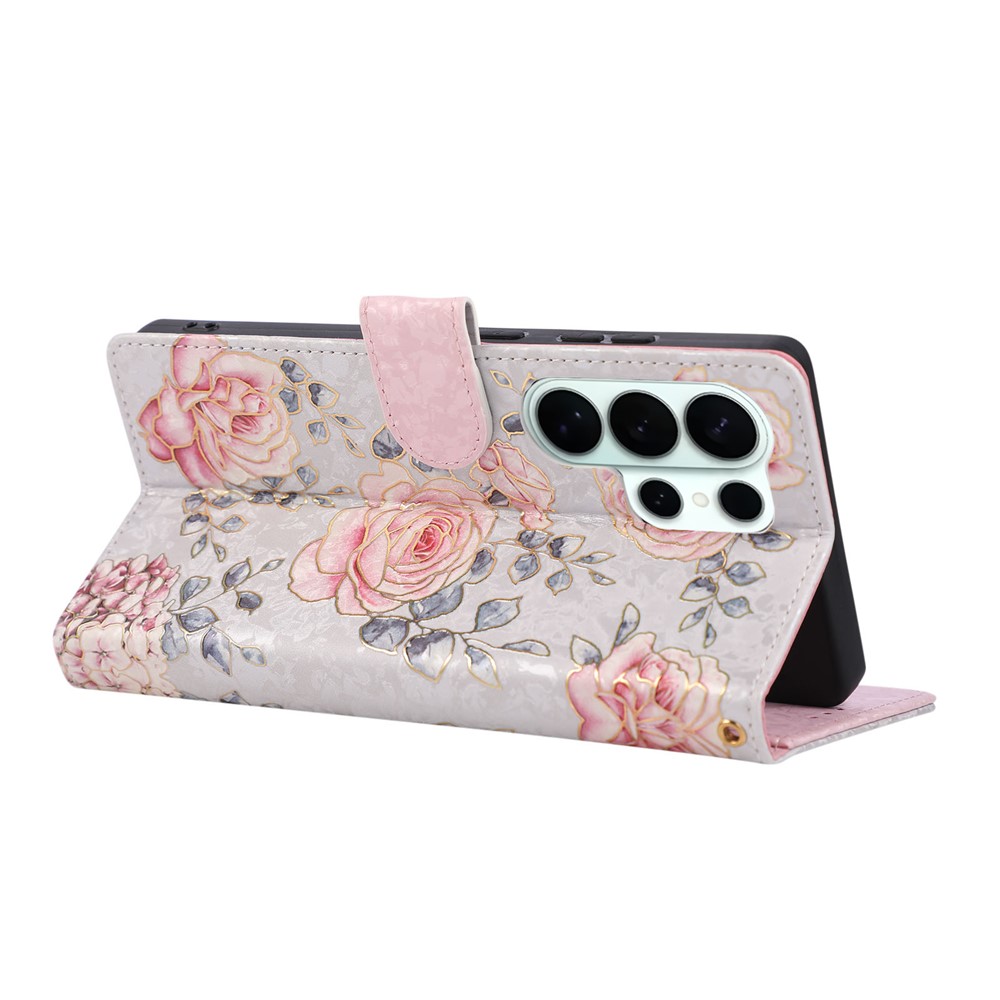  Samsung Galaxy S26 Ultra Fodral RFID Läder Rosa Blommor