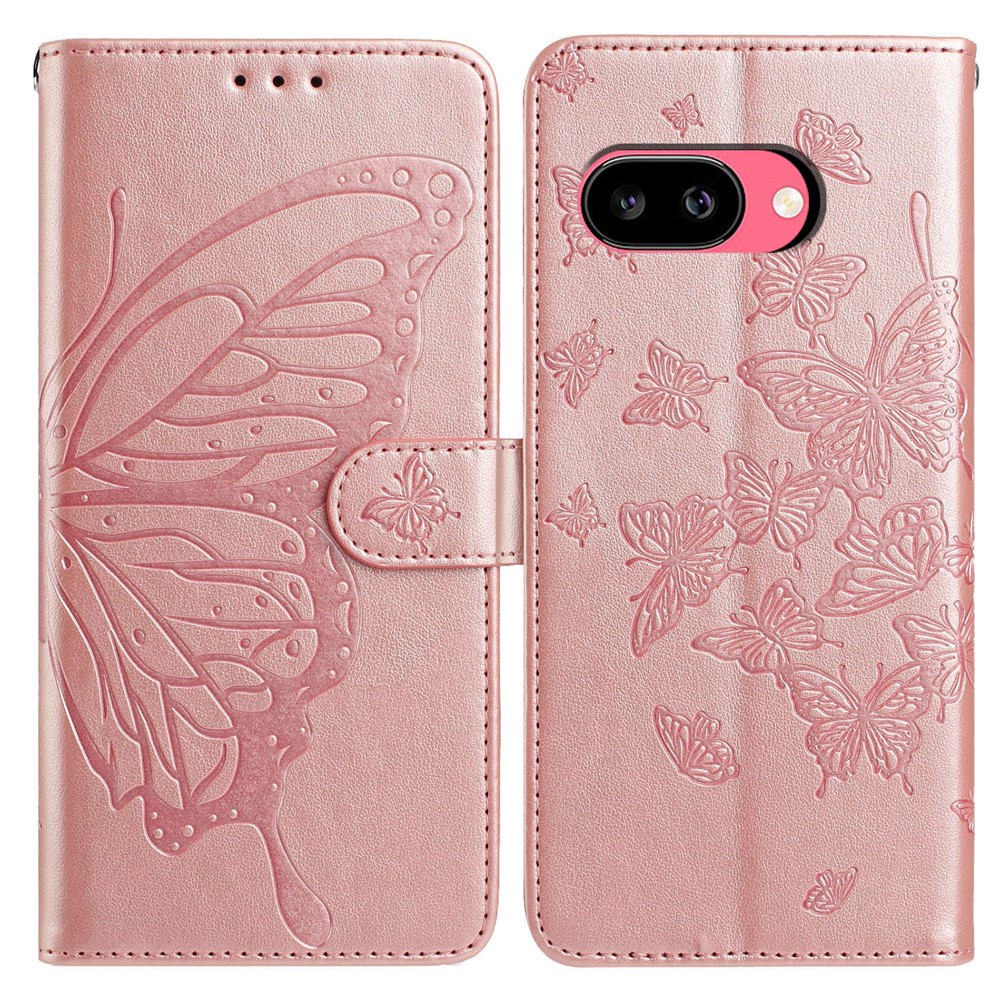  Google Pixel 10a Fodral Med Fjäril Tryck Roséguld