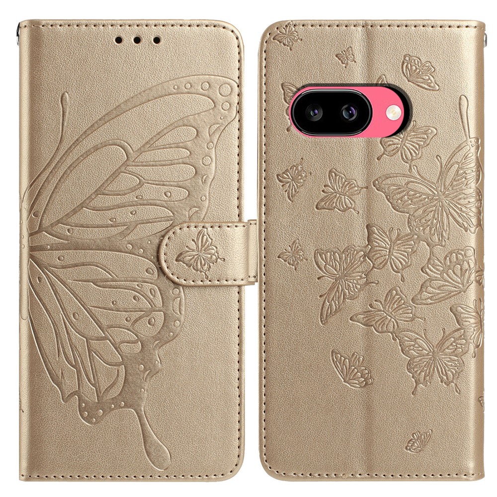  Google Pixel 10a Fodral Med Fjäril Tryck Guld