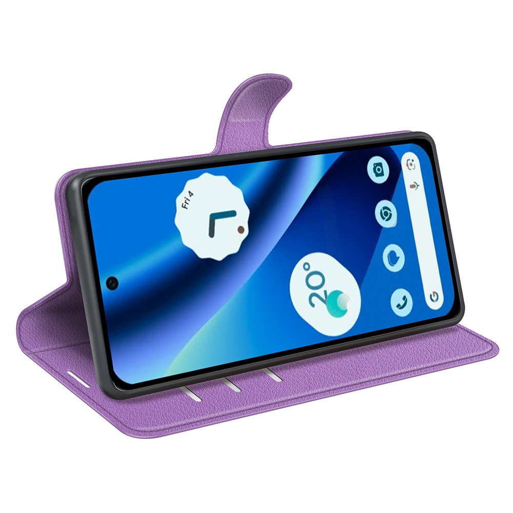  Google Pixel 10a Fodral Litchi Läder Lila