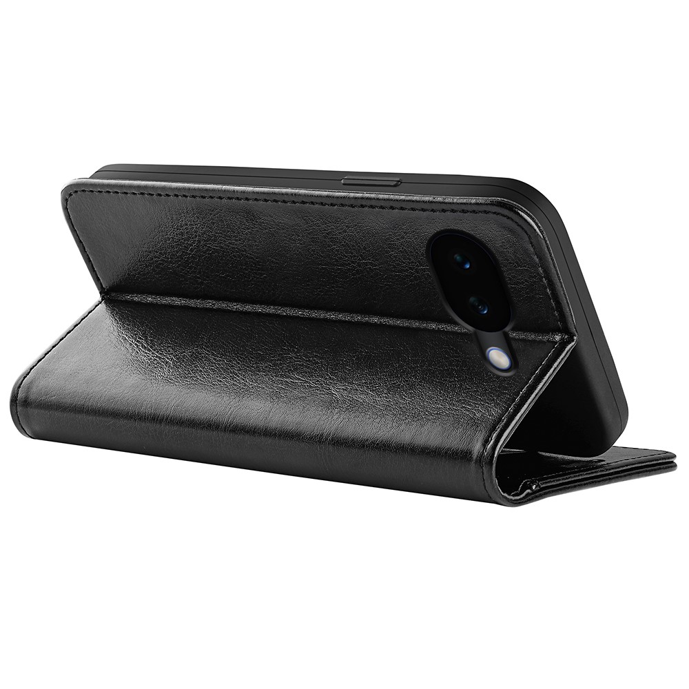  Google Pixel 10a Fodral Crazy Horse Läder Svart