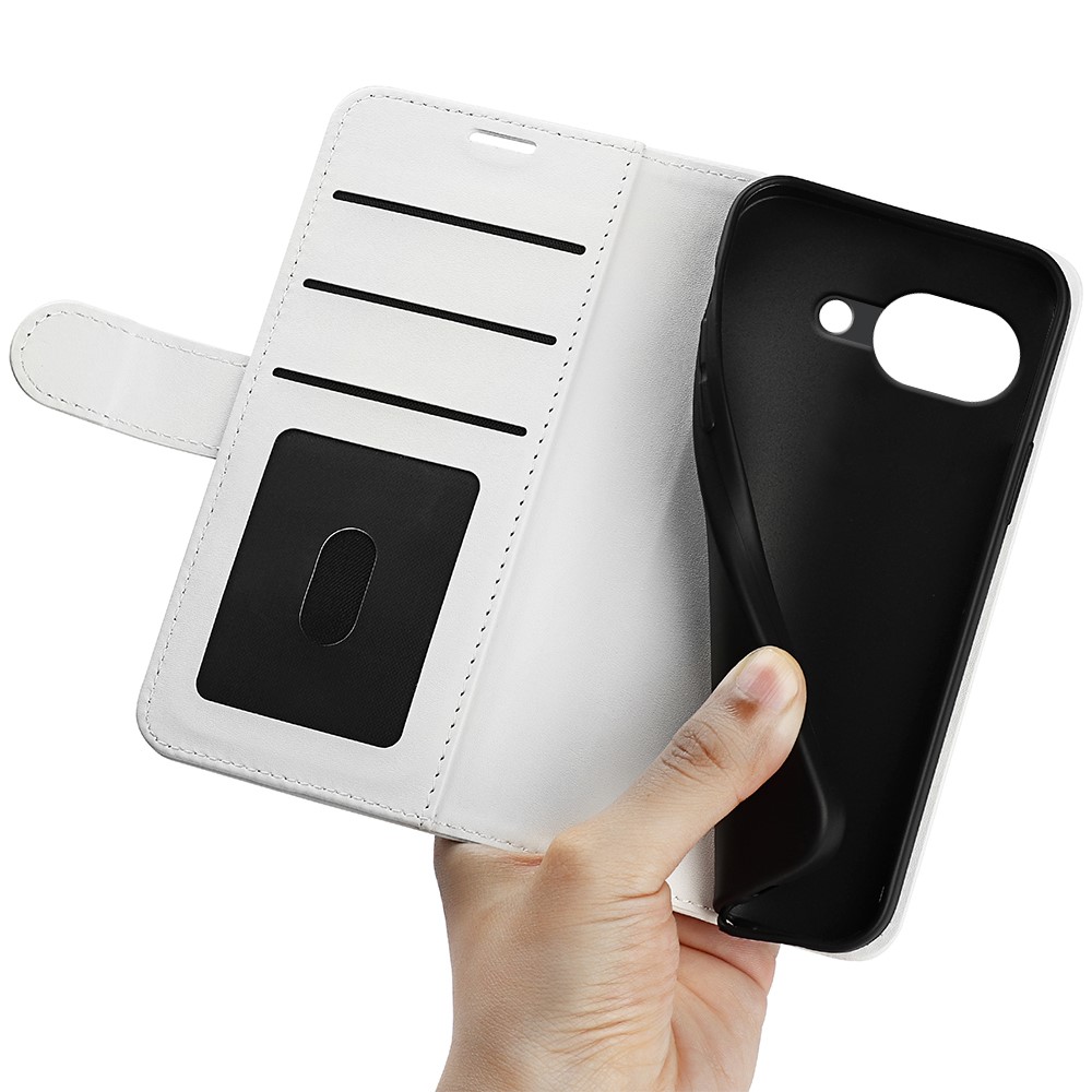  Google Pixel 10a Fodral Crazy Horse Läder Vit