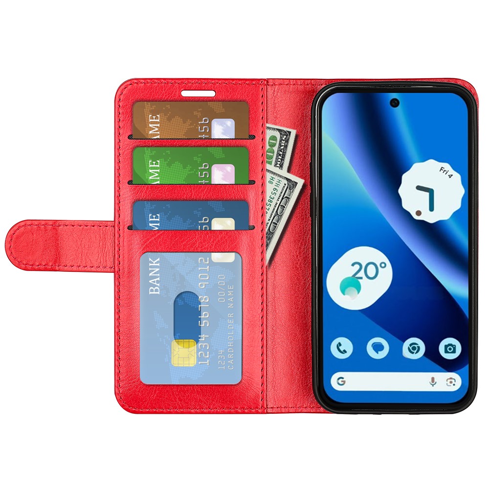  Google Pixel 10a Fodral Crazy Horse Läder Röd