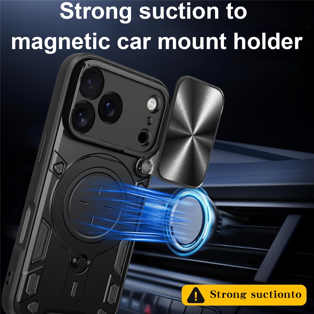  iPhone 17 Pro Skal CamShield Kickstand Hybrid Svart