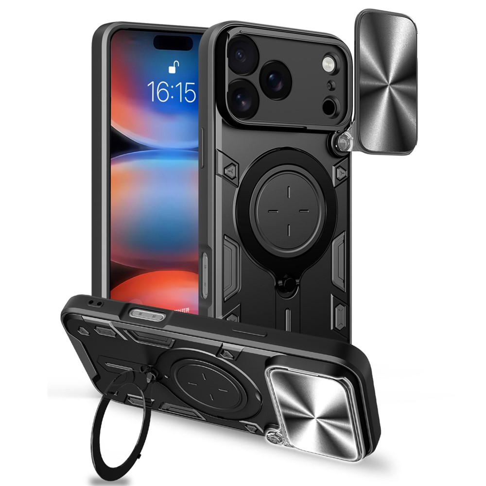  iPhone 17 Pro Max Skal CamShield Kickstand Hybrid Svart