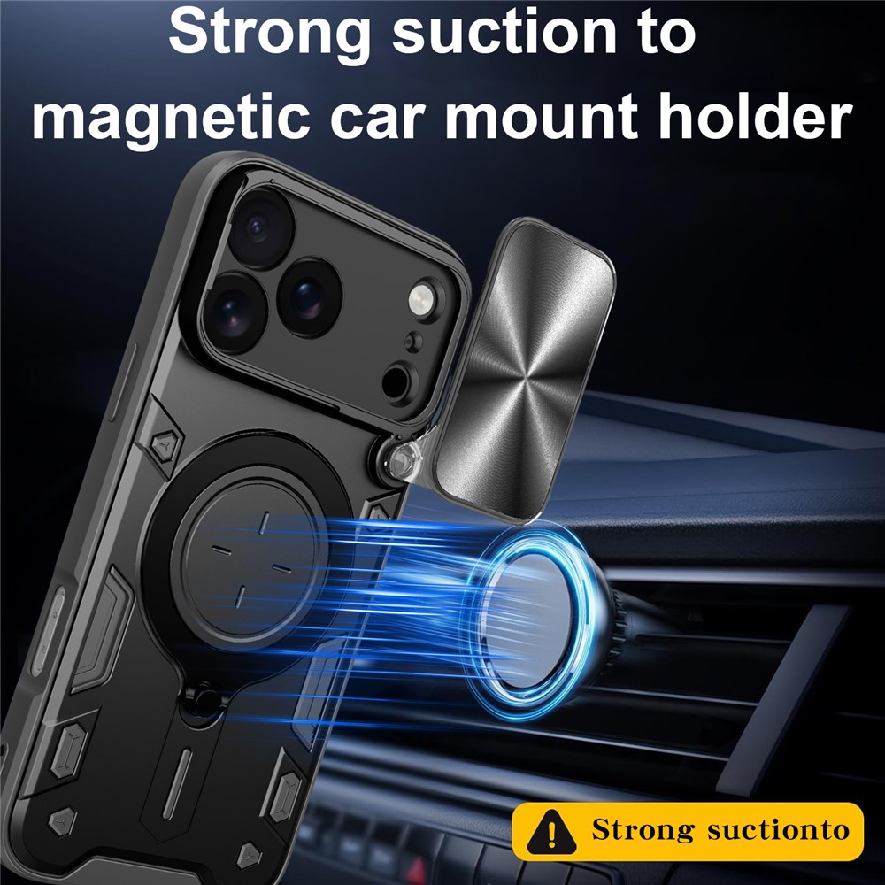  iPhone 17 Pro Max Skal CamShield Kickstand Hybrid Svart