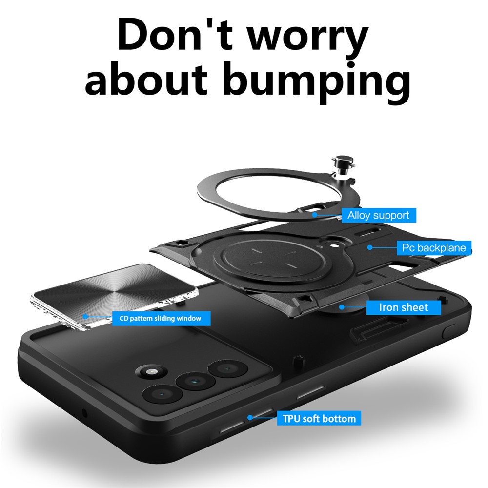  Samsung Galaxy A57 5G Skal CamShield Kickstand Hybrid Svart