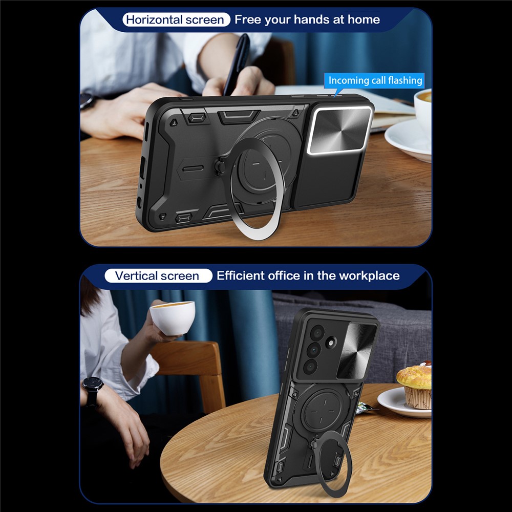  Samsung Galaxy A17 Skal CamShield Kickstand Hybrid Svart
