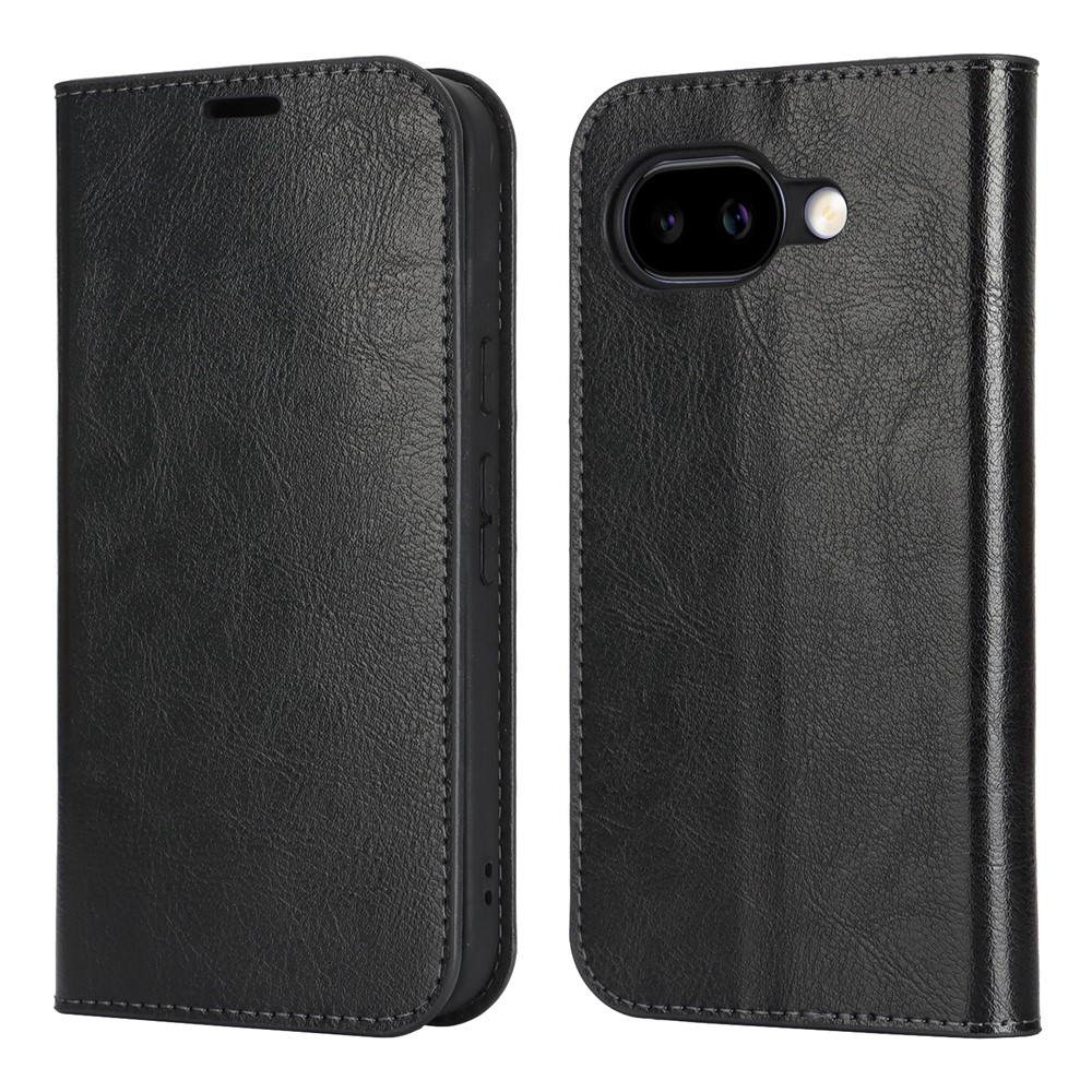  Google Pixel 10a Fodral Flip Äkta Läder Svart