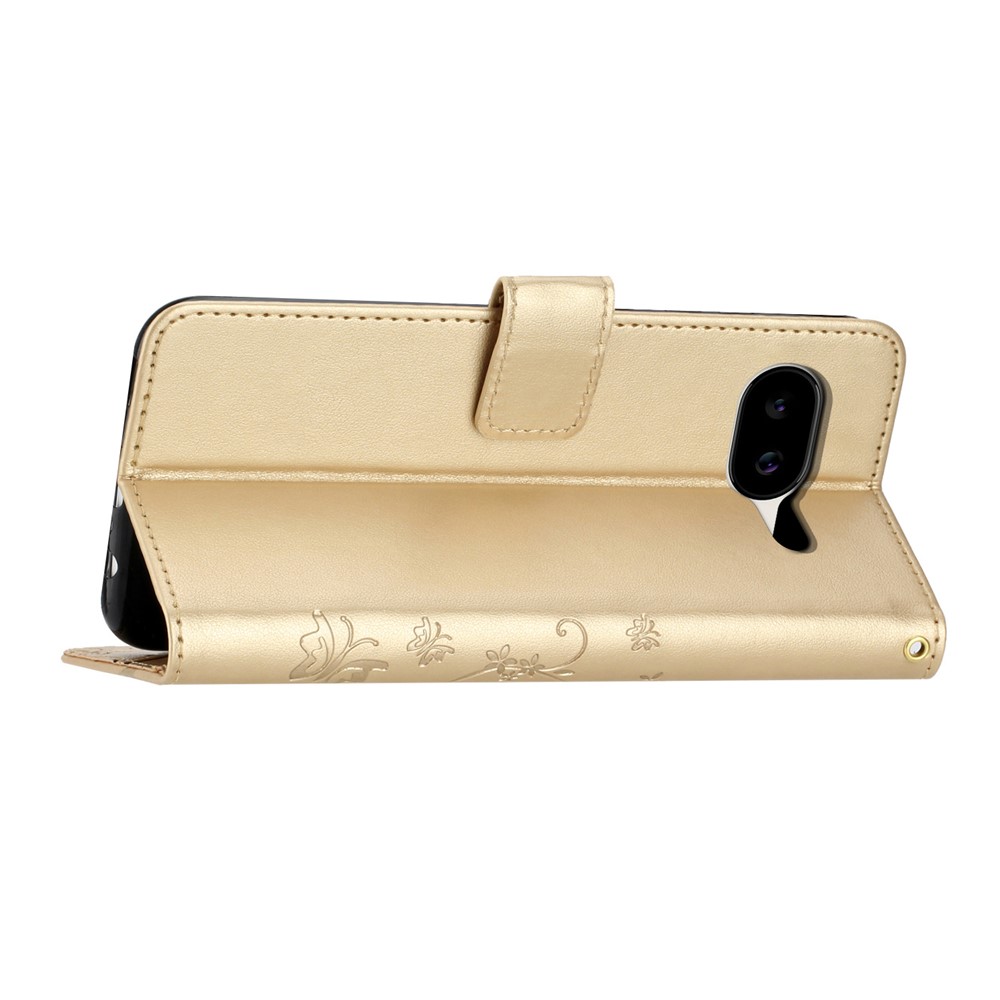 Google Pixel 10a Fodral Med Blommigt Tryck Guld