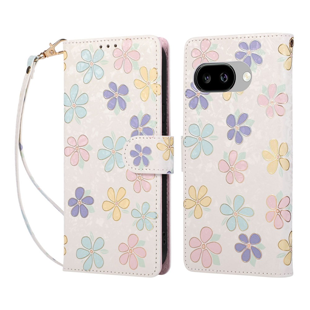  Google Pixel 10a Fodral RFID Läder Färgglada Blommor