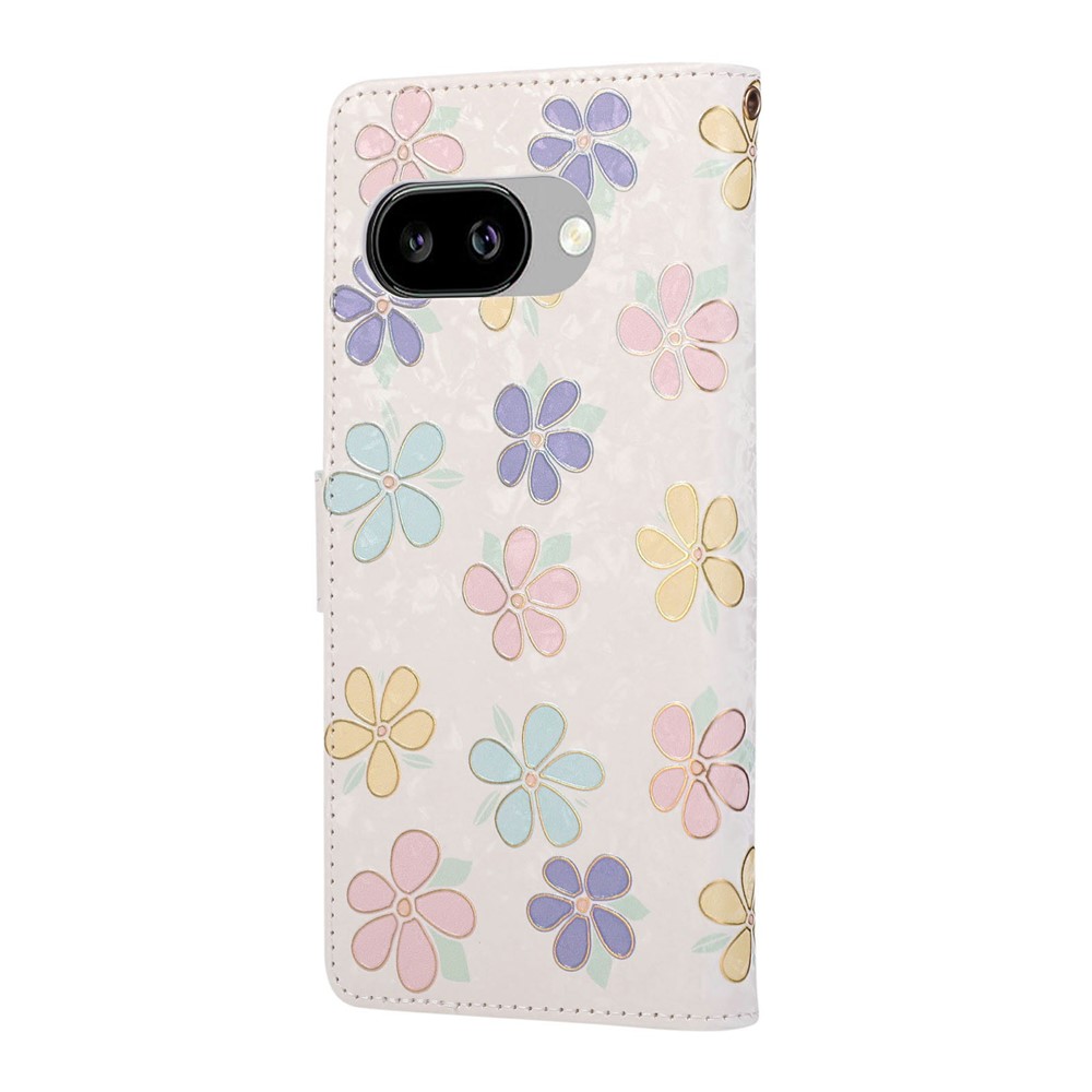  Google Pixel 10a Fodral RFID Läder Färgglada Blommor