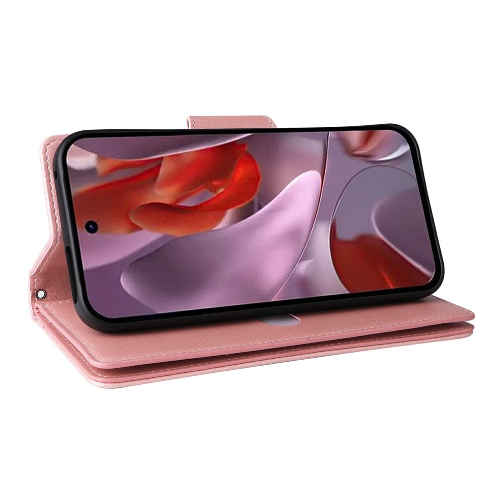  Google Pixel 10a Fodral Med Kortfack Läder Roséguld