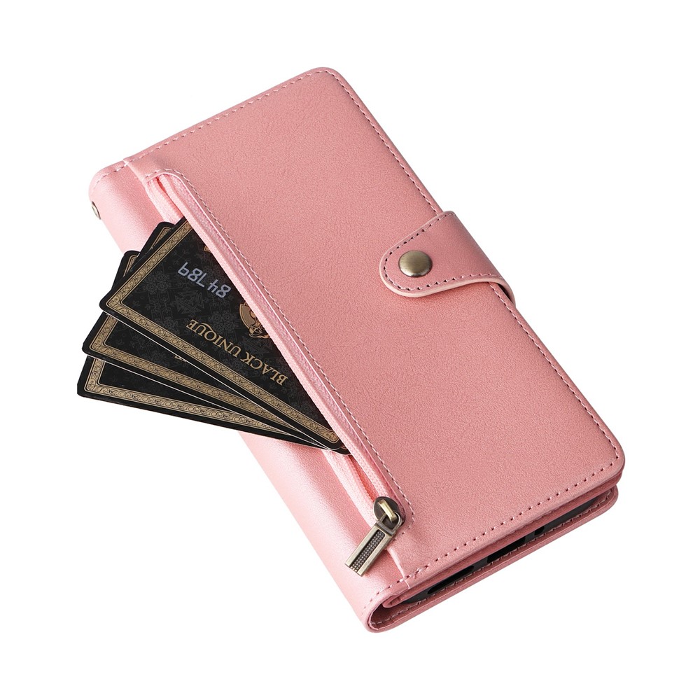  Google Pixel 10a Fodral Med Kortfack Läder Roséguld