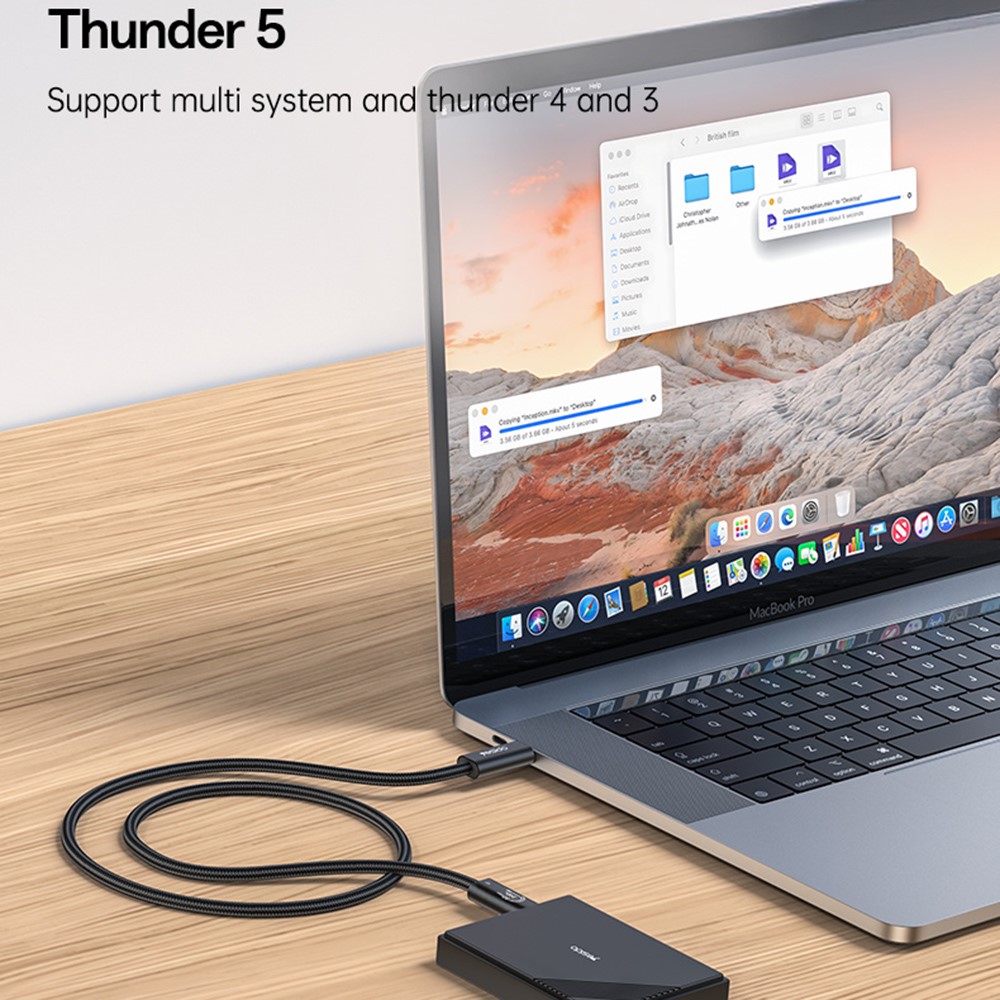 YESIDO YESIDO 1m Thunderbolt 5 Kabel USB-C - USB-C 240W Svart