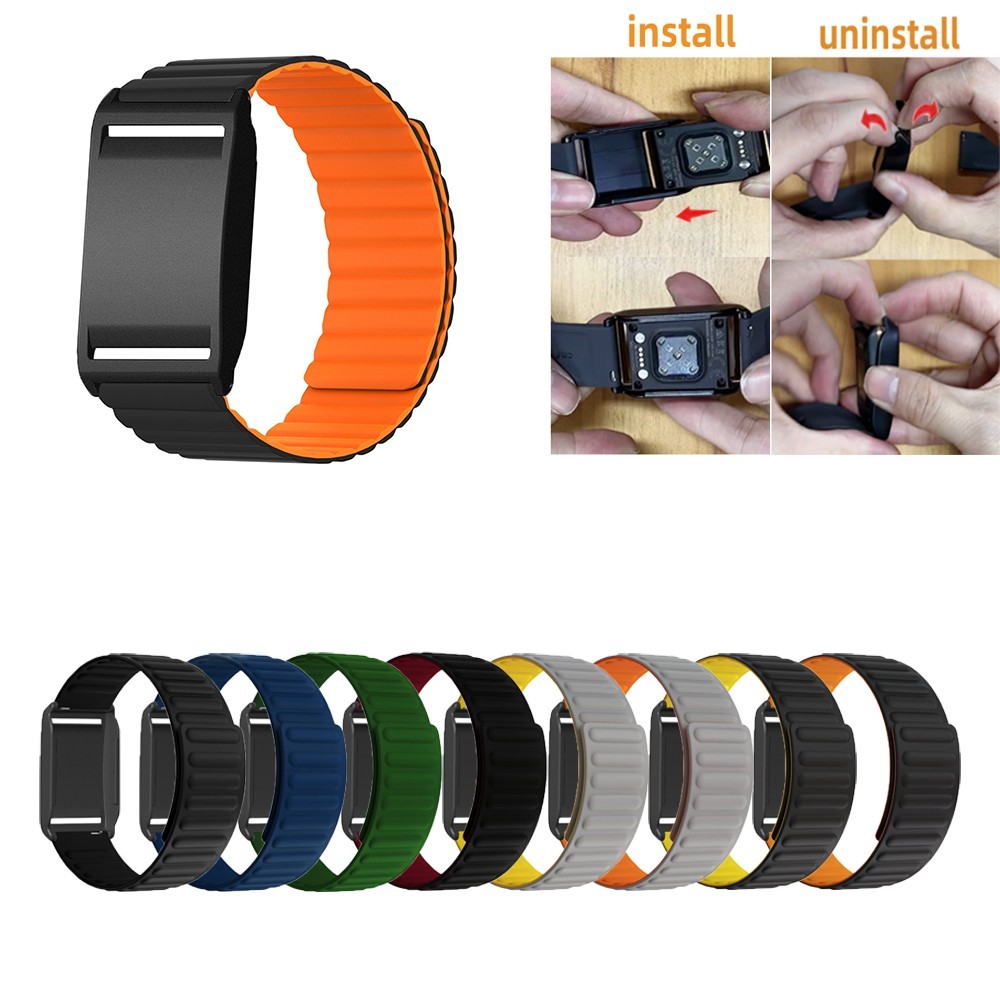  Polar Loop Klockarmband Silikon Magnetisk Loop Svart / Vinröd