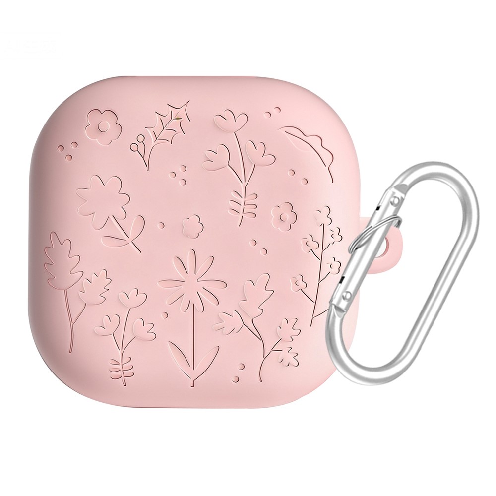  Samsung Galaxy Buds 4 / 4 Pro Skal Silikon Blommigt Tryck Rosa