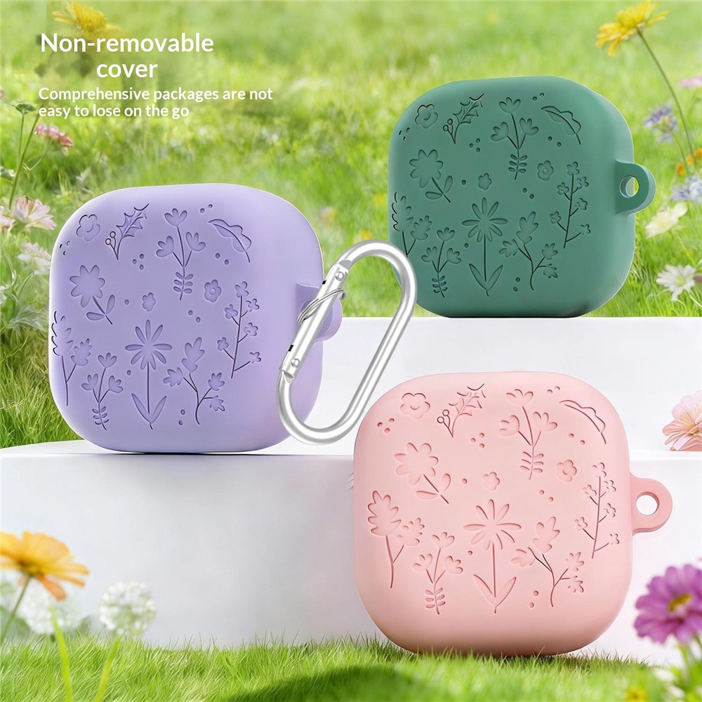 Samsung Galaxy Buds 4 / 4 Pro Skal Silikon Blommigt Tryck Rosa