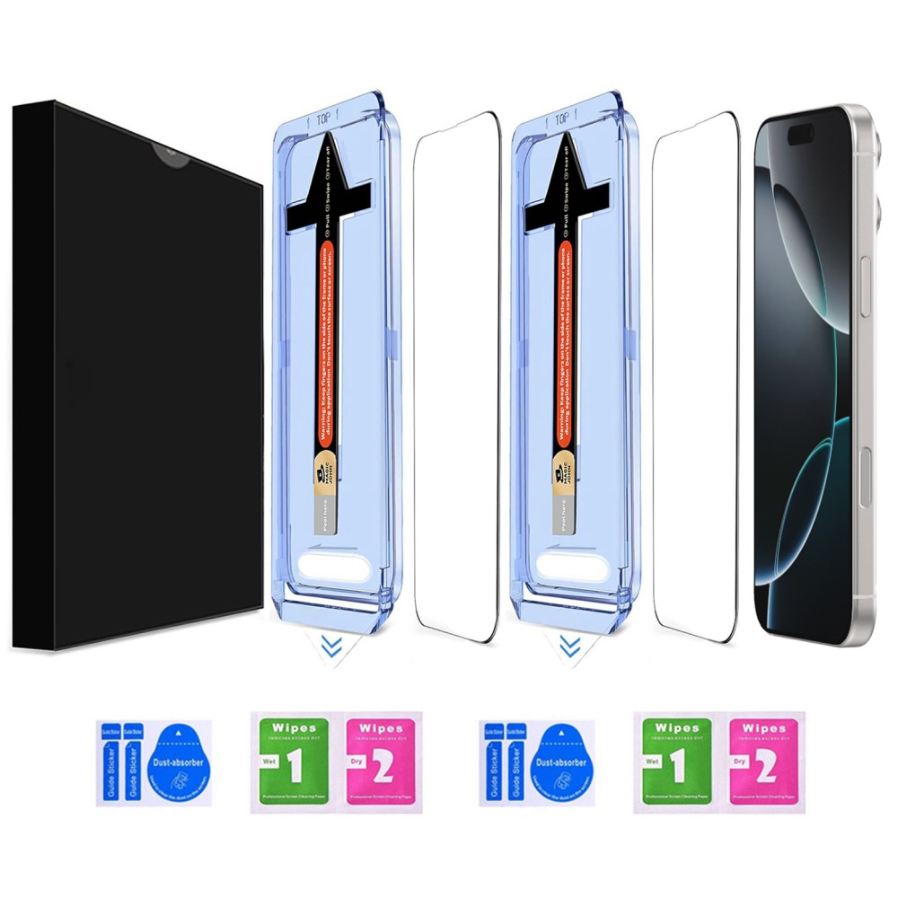  iPhone 16 Pro 2-PACK Skärmskydd Heltäckande Härdat Glas
