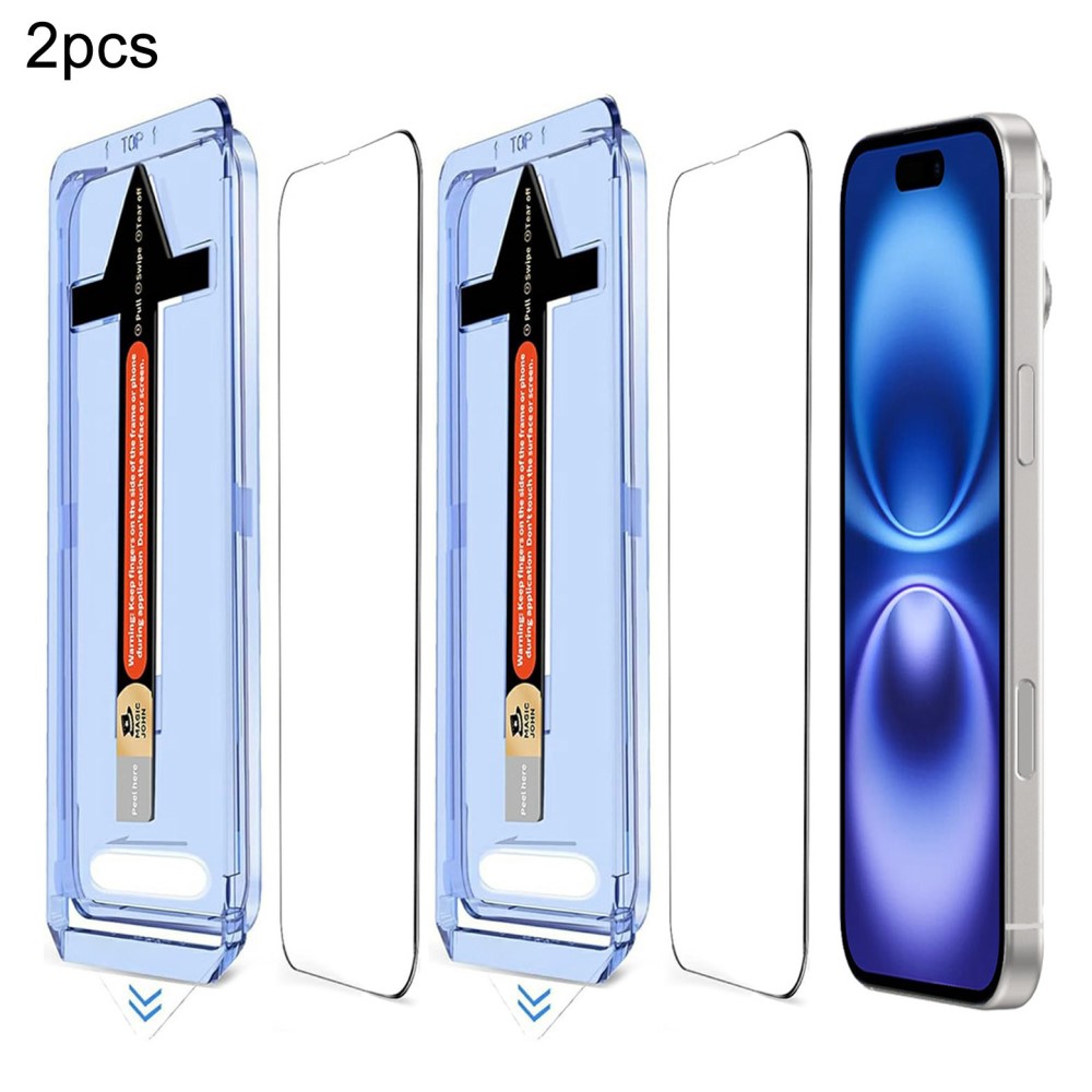  iPhone 16 / 15 2-PACK Skärmskydd Heltäckande Härdat Glas