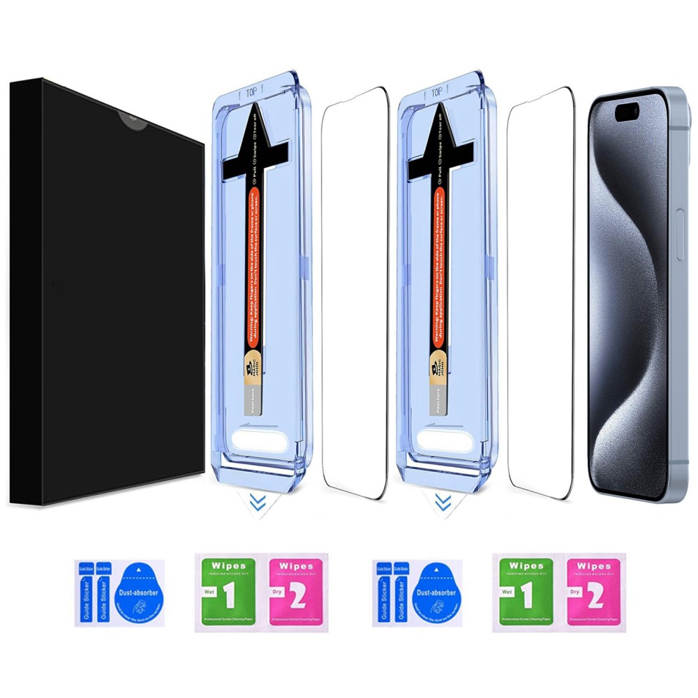  iPhone 15 Pro Max 2-PACK Skärmskydd Heltäckande Härdat Glas