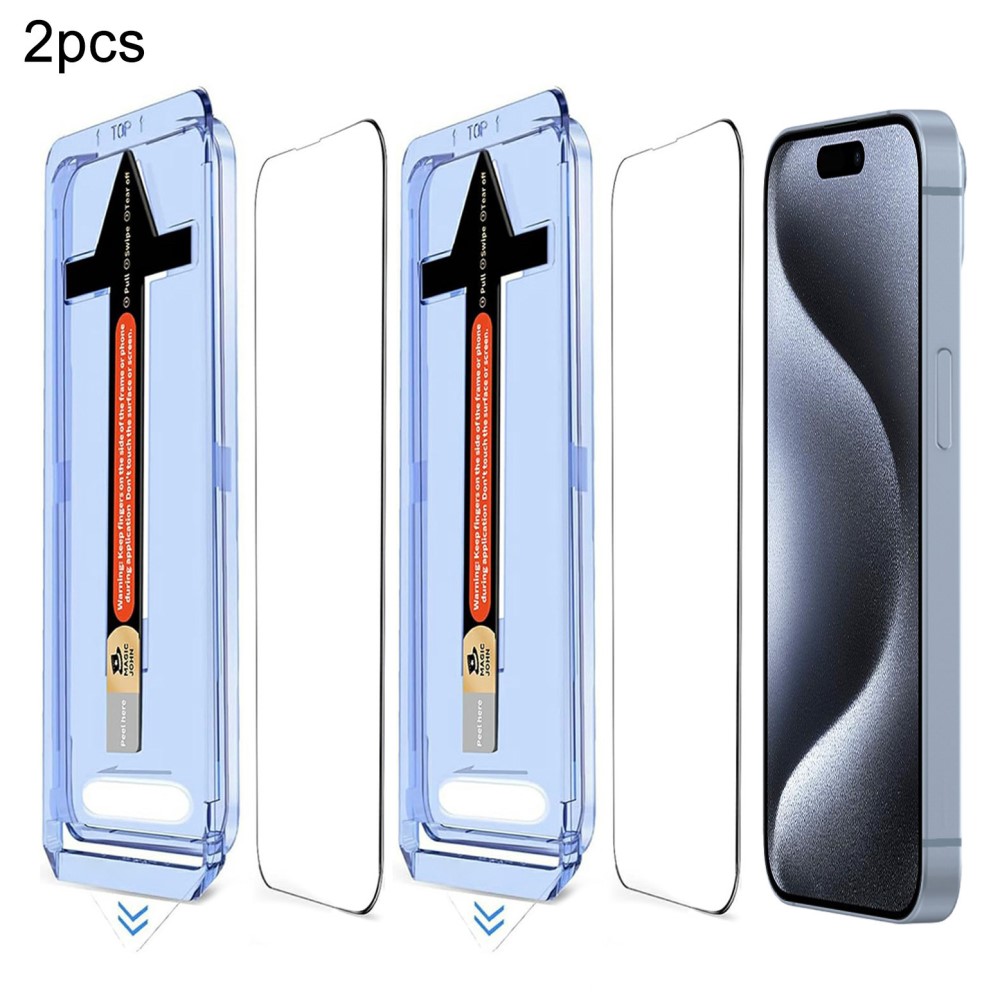  iPhone 15 Pro 2-PACK Skärmskydd Heltäckande Härdat Glas