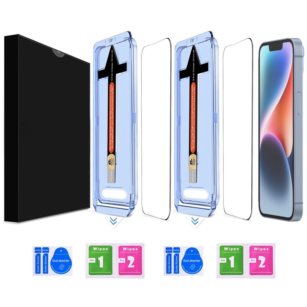  iPhone 14/13 Pro/13 2-PACK Skärmskydd Heltäckande Härdat Glas