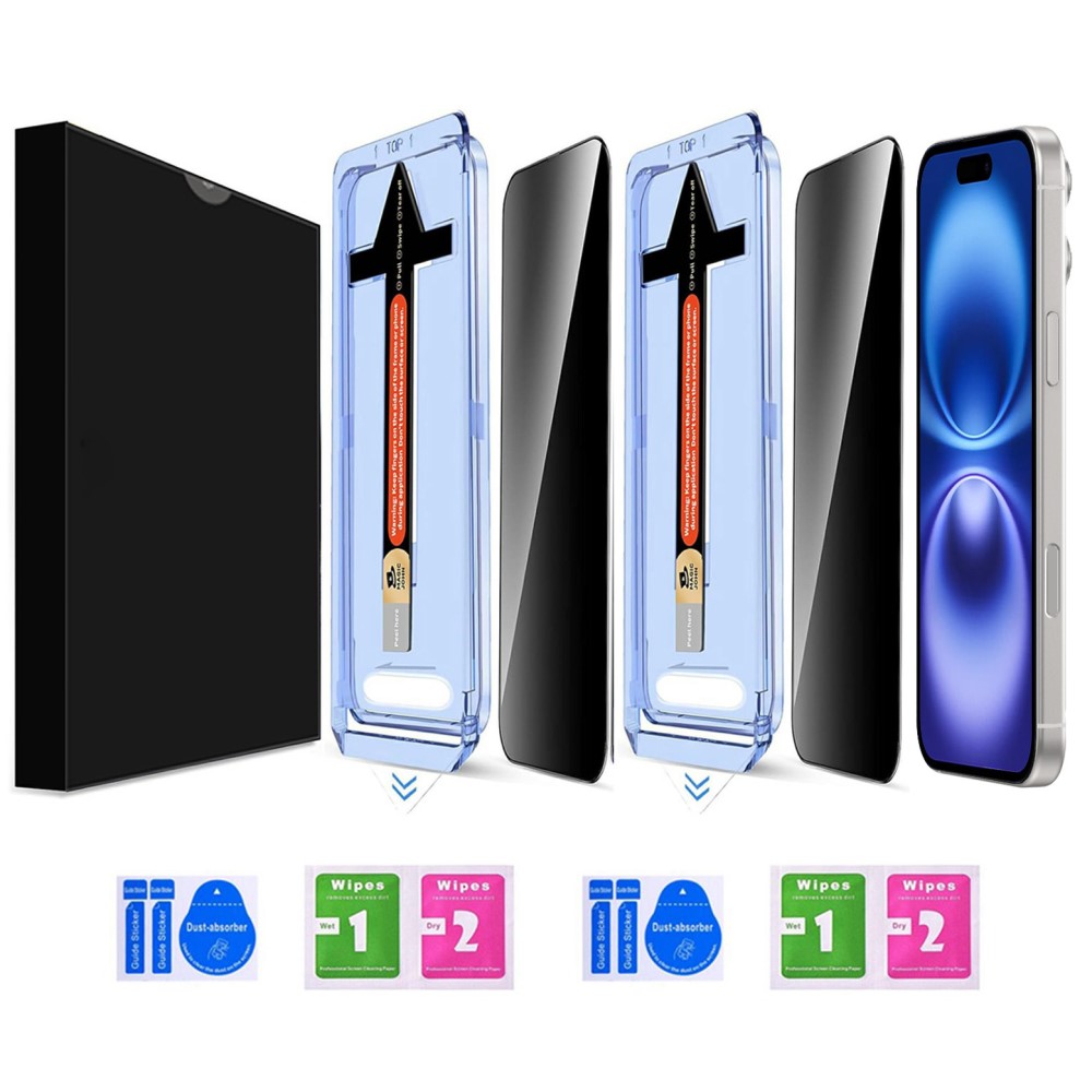  iPhone 16 Plus/15 Plus 2-PACK Skärmskydd Härdat Glas Privacy