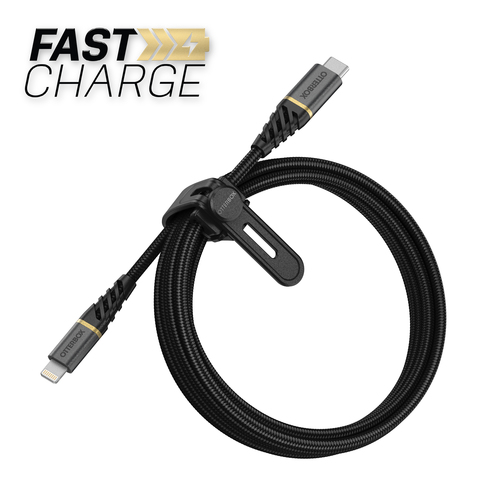 OtterBox OtterBox Premium 2m MFi PD Lightning - USB-C Kabel Nylonflätad Svart