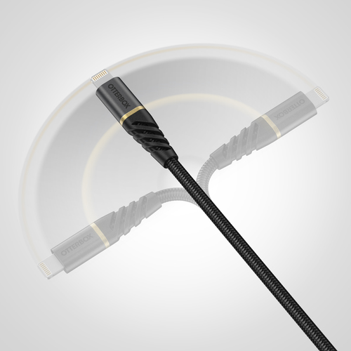 OtterBox OtterBox Premium 2m MFi PD Lightning - USB-C Kabel Nylonflätad Svart