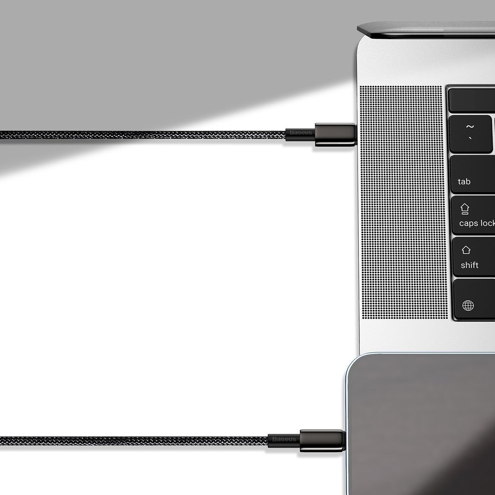 BASEUS Baseus 2m 20W PD USB-C - Lightning Flätad Nylon Kabel - Svart
