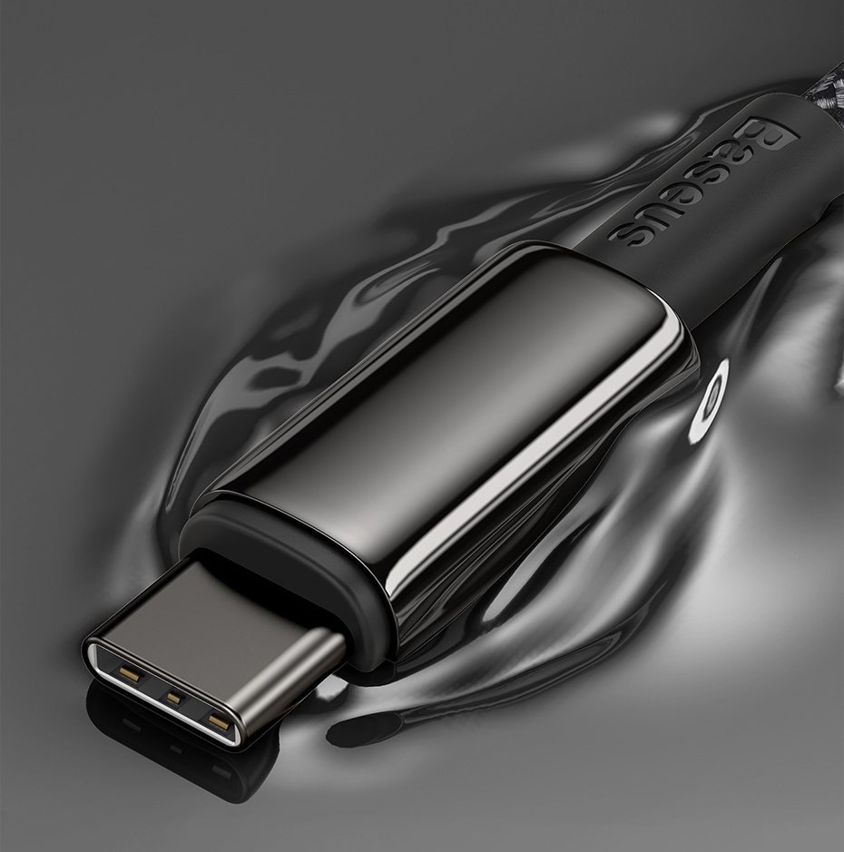 BASEUS Baseus Tungsten 2m 100W 5A PD QC USB-C - USB-C Flätad Nylon Kabel - Svart