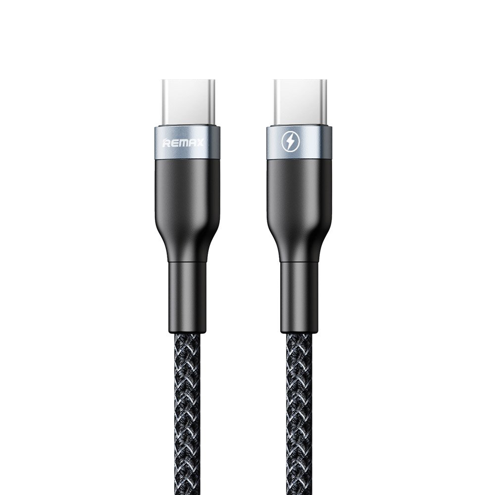 REMAX Remax Sury 1m 3A PD USB-C - USB-C Flätad Nylon Kabel - Svart
