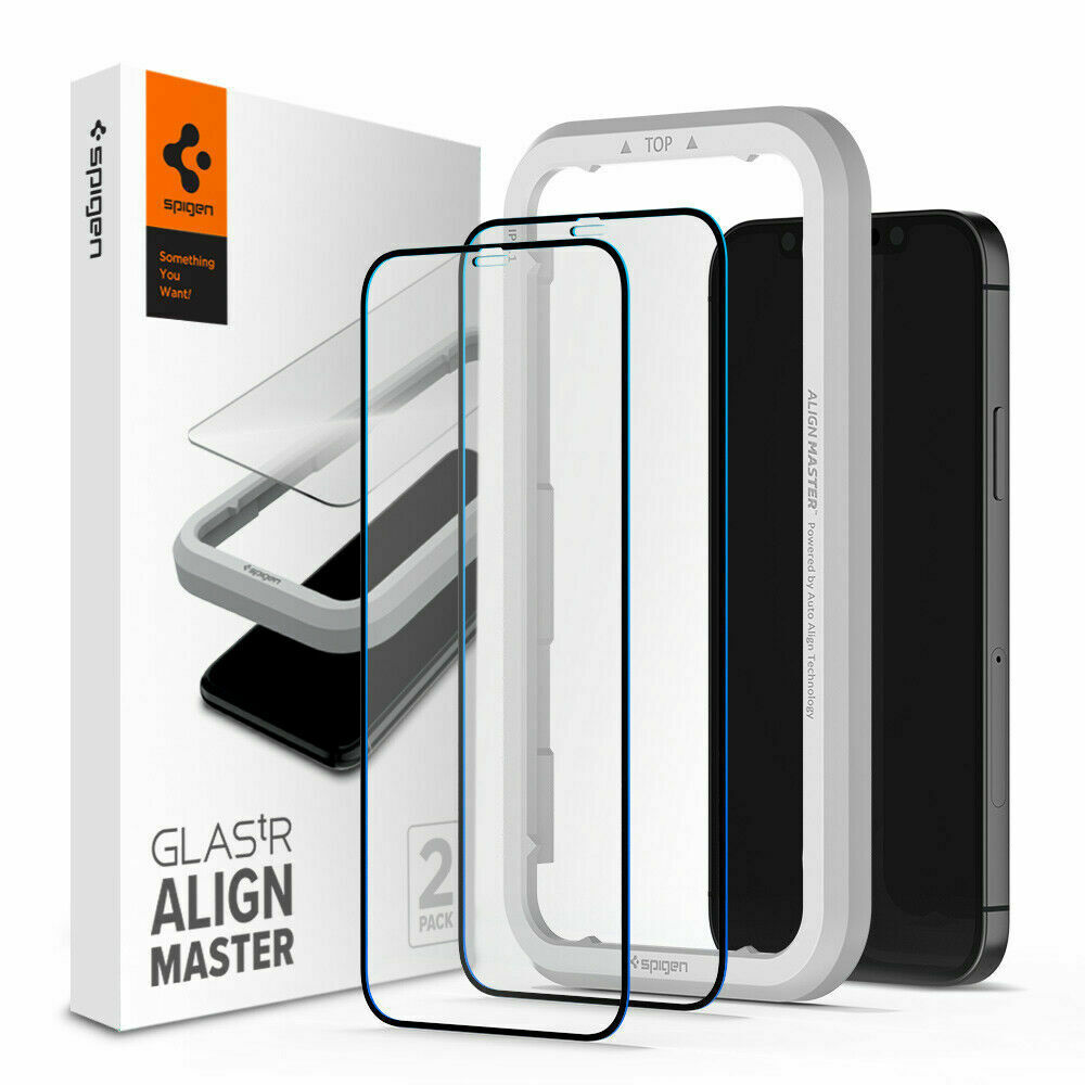 Spigen iPhone 12 Pro Max - Spigen 2-PACK AlignMaster GLAS.tR Heltäckande Skärmskydd