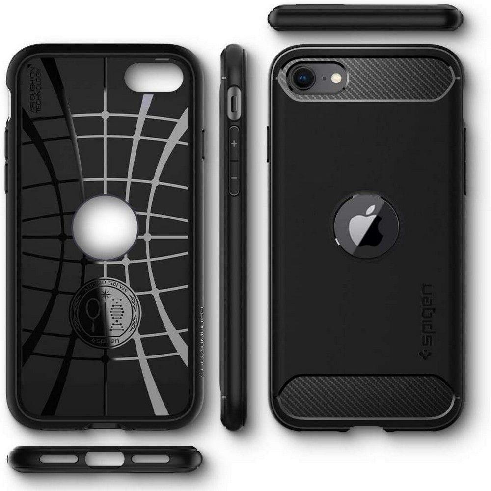 Spigen iPhone 7/8/SE (2020/2022) - Spigen Rugged Armor Skal - Svart