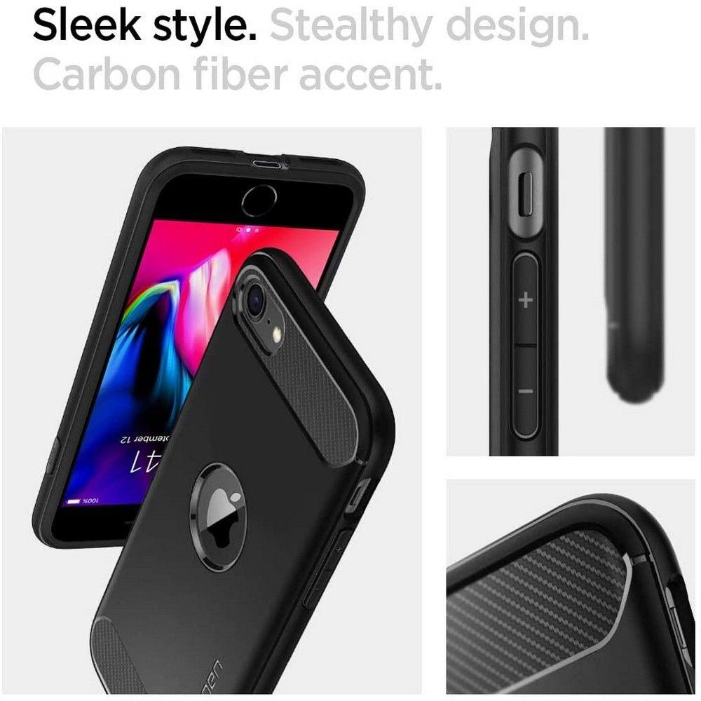 Spigen iPhone 7/8/SE (2020/2022) - Spigen Rugged Armor Skal - Svart