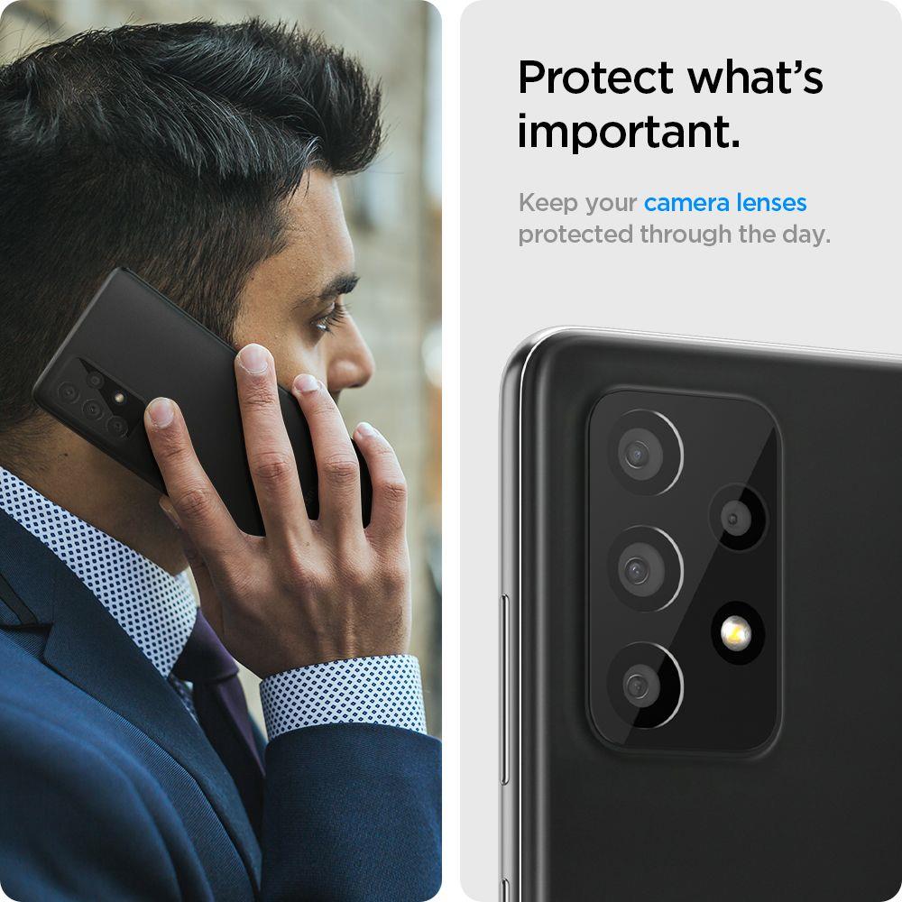 Spigen Samsung Galaxy A72 - Spigen 2-PACK Optik GLAS.tR Linsskydd