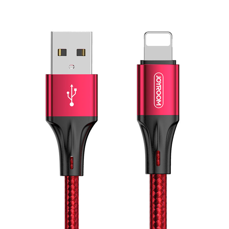 JOYROOM Joyroom 1m 3A Lightning Snabbladdning Nylon Kabel - Röd