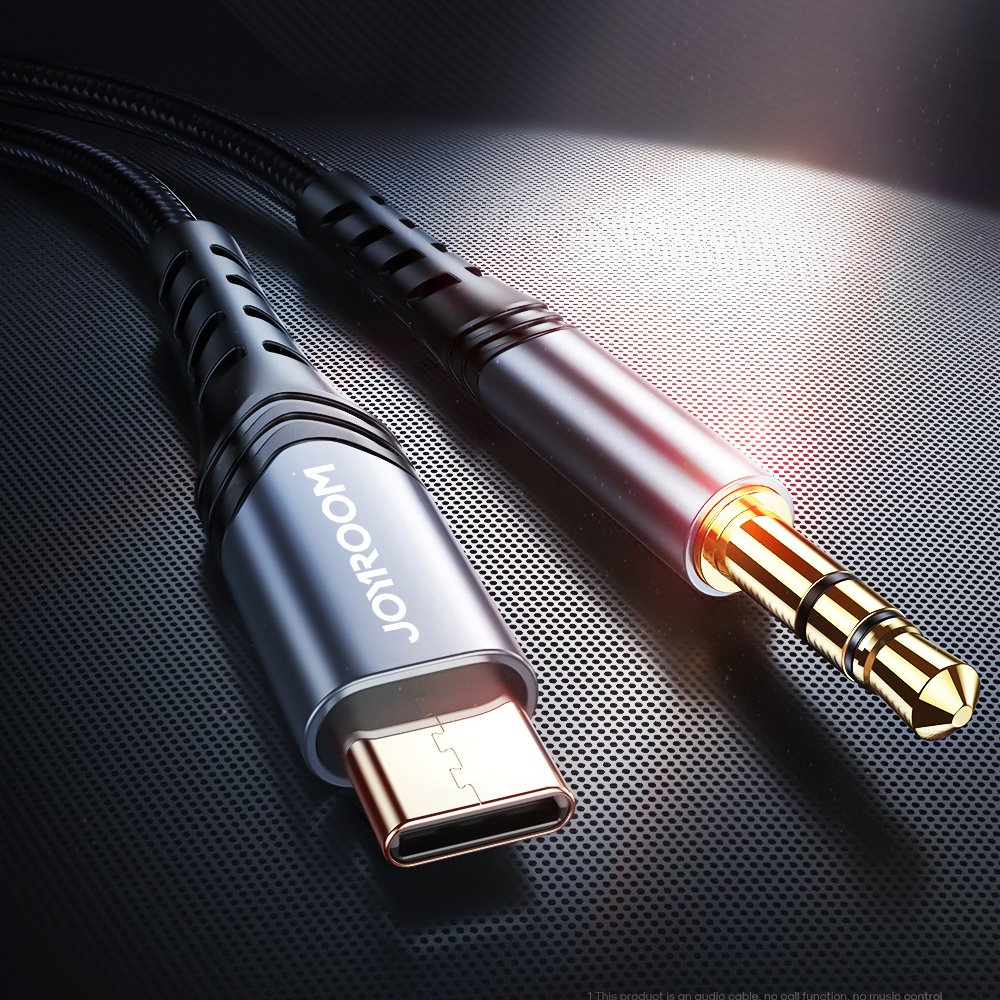 JOYROOM Joyroom 1m USB-C - 3.5 mm AUX Ljudkabel Nylon - Svart