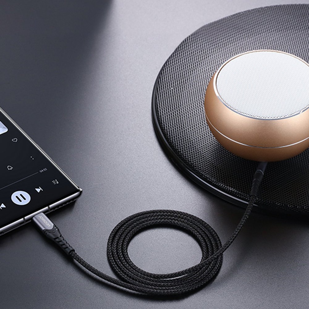 JOYROOM Joyroom 1m USB-C - 3.5 mm AUX Ljudkabel Nylon - Svart