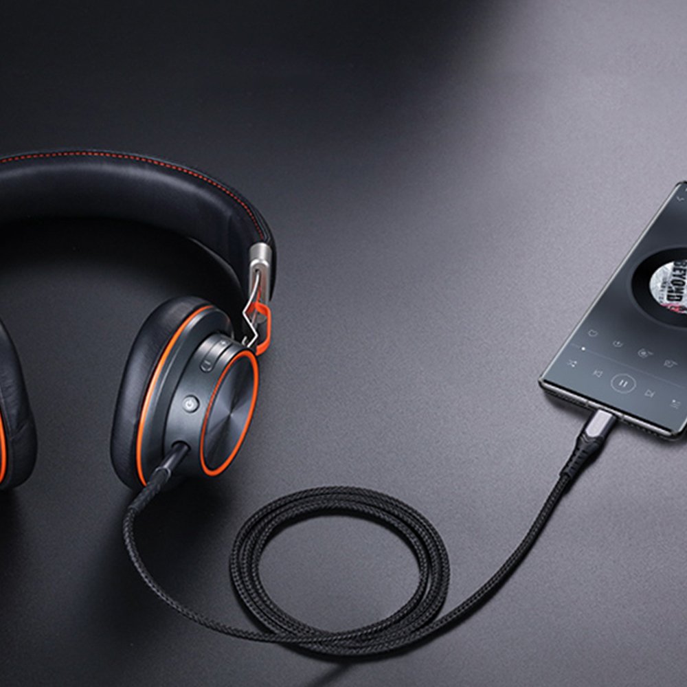 JOYROOM Joyroom 1m USB-C - 3.5 mm AUX Ljudkabel Nylon - Svart