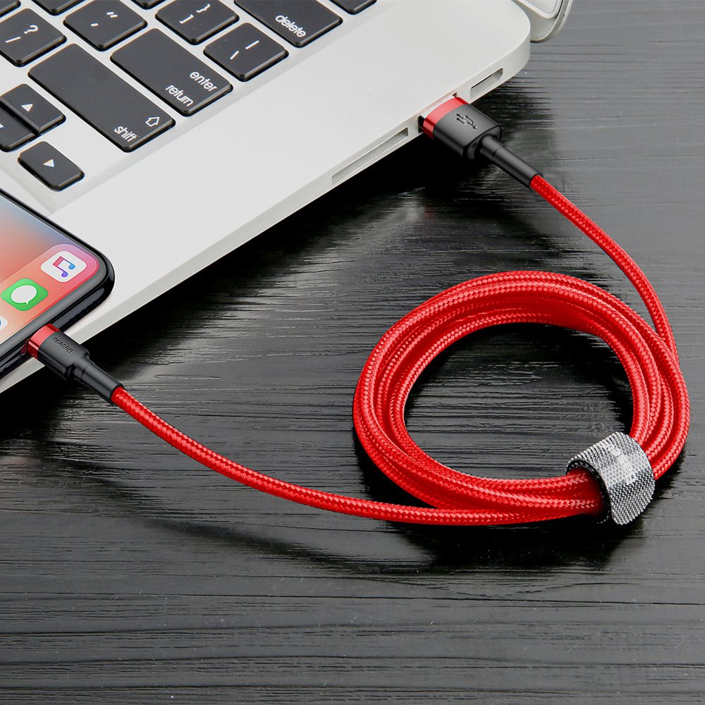 BASEUS Baseus Cafule 0.5m Lightning Nylon Laddningskabel - Röd