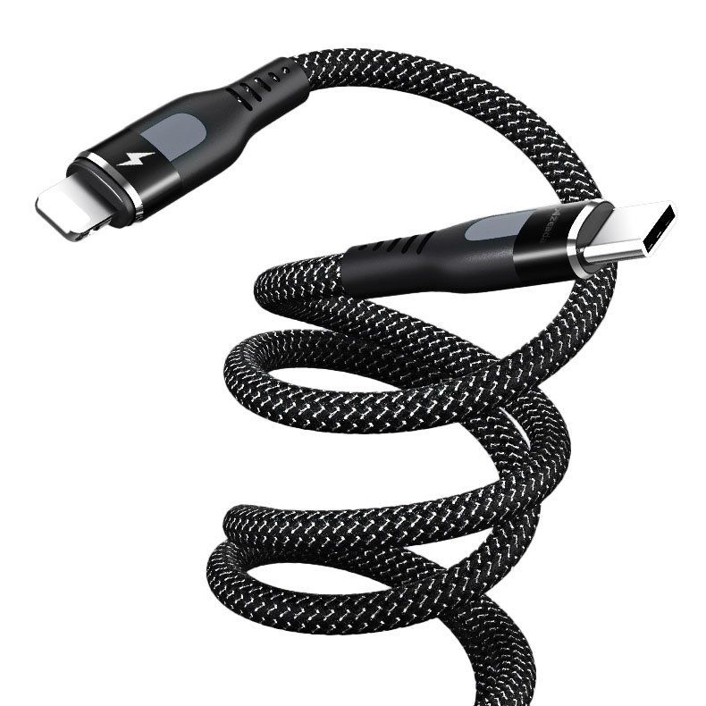 Proda Proda 20W 1m PD QC USB-C - Lightning Nylon Kabel - Svart