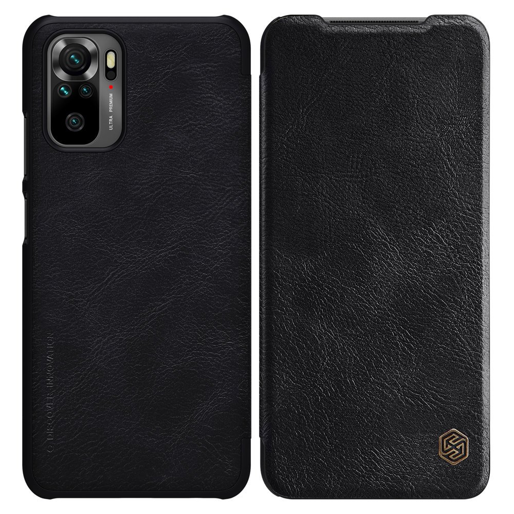 NILLKIN Xiaomi Redmi Note 10S - NILLKIN Qin Läder Fodral - Svart