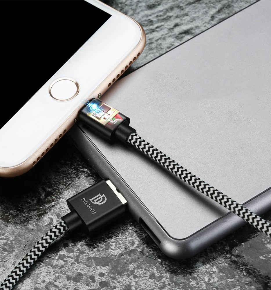 DUX DUCIS DUX DUCIS 1M Lightning Kabel Quick Charge - Svart/Vit