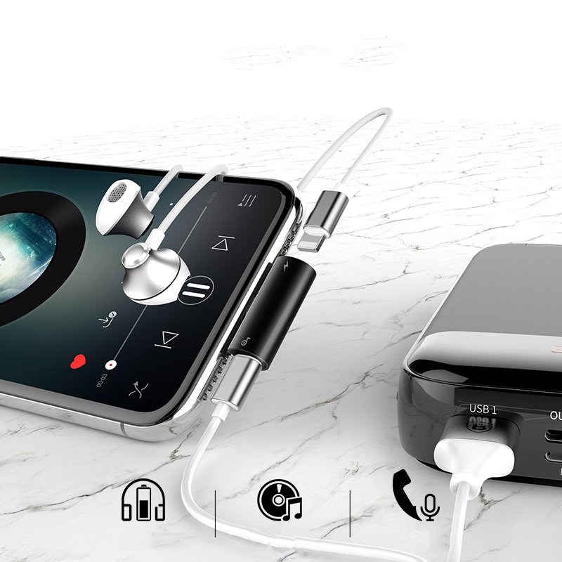 BASEUS Baseus USB Adapter 2x Lightning Port - Svart