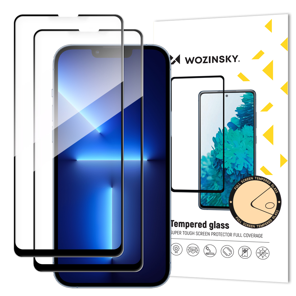 Wozinsky Wozinsky iPhone 14 / 13 / 13 Pro 2-PACK Skärmskydd Heltäckande Härdat Glas
