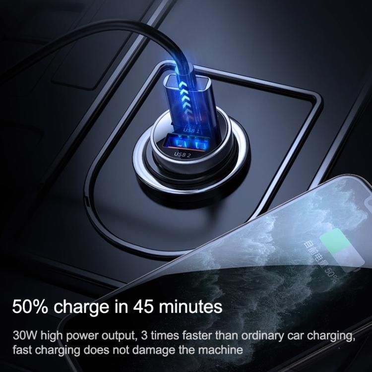 JOYROOM Joyroom 30W Mini Billaddare 2x USB-A PD QC Svart